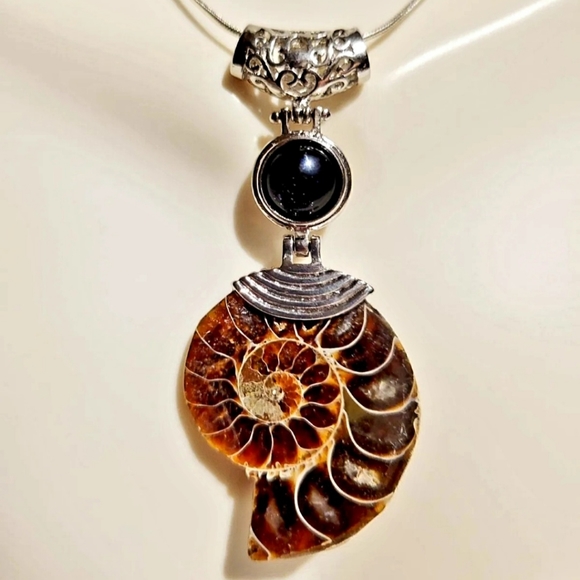 Ammonite/Sandstone Fossil Pendant - Picture 4 of 4